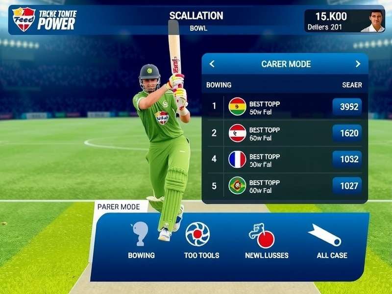 Ultimate Cricket Power gameplay screenshot showing batting action