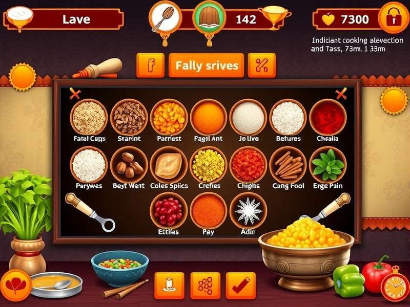 Tandoori Odyssey Game Interface - Colorful Indian cooking adventure