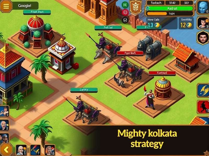 Mighty Kolkata Dynasty battle strategy interface showing troop formations