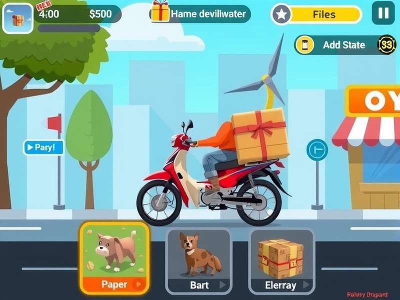 Quick Delivery Adventure gameplay screenshot showing delivery in progress