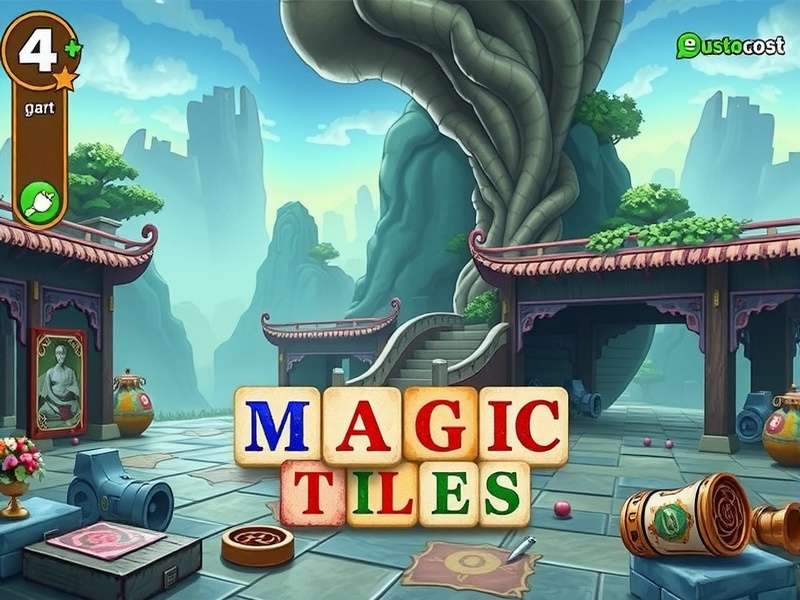 Magic Tiles 4 gameplay screenshot showing colorful tiles and piano keys