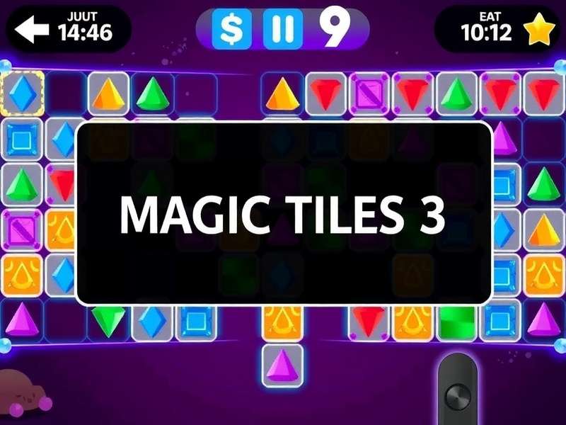 Magic Tiles 3 Mod Apk Vip gameplay interface with neon tiles and Bollywood song selection