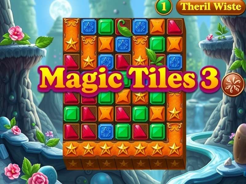 Magic Tiles 3 gameplay screenshot showing piano tiles and vibrant backgrounds