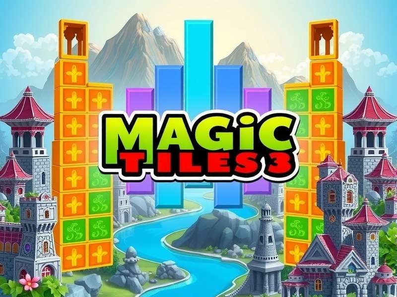 Magic Tiles 3 gameplay screenshot showing colorful tiles and high score interface