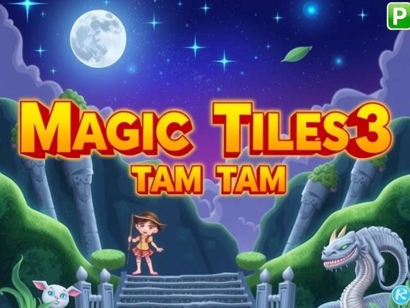 Magic Tiles 3 Bum Bum Tam Tam gameplay on mobile phone showing colorful tiles and rhythm interface