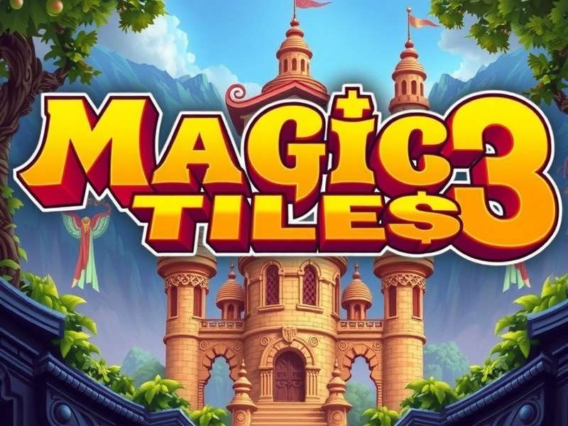 Magic Tiles 3 gameplay on mobile with vibrant neon tiles and high score display